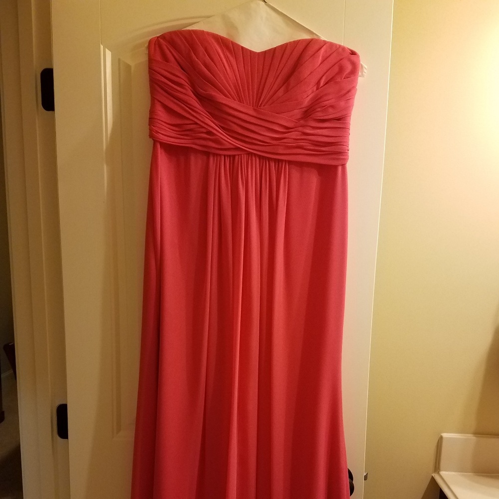 David's Bridal strapless maxi dress